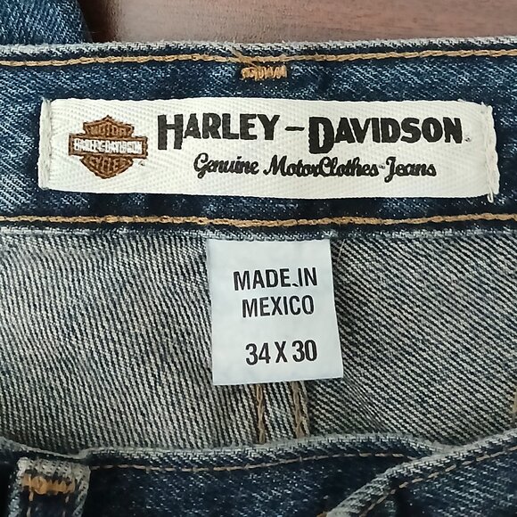 Harley Davidson Jeans Mens 34X30 Boot Cut Blue Denim 100% Cotton - Picture 8 of 10